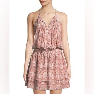 Joie 100% Silk Printed Tassel Tie Dress Small Boho Midi Mini